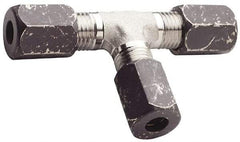 Made in USA - 5/8" OD, Grade 316Stainless Steel Union Tee - 7/8" Hex, Comp x Comp x Comp Ends - Apex Tool & Supply