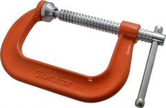 Gibraltar - Regular-Duty 4" Max Opening, 3-1/4" Throat Depth, Forged Steel Standard C-Clamp - 6,200 Lb Capacity, 0" Min Opening, Deep Throat - Apex Tool & Supply