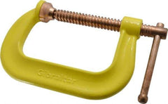 Gibraltar - Regular-Duty 4" Max Opening, 3-1/4" Throat Depth, Forged Steel Standard C-Clamp - 6,200 Lb Capacity, 0" Min Opening, Deep Throat, Copper Plated Screw - Apex Tool & Supply