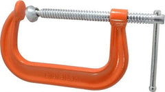 Gibraltar - Regular-Duty 6" Max Opening, 3-1/4" Throat Depth, Forged Steel Standard C-Clamp - 6,600 Lb Capacity, 0" Min Opening, Deep Throat - Apex Tool & Supply