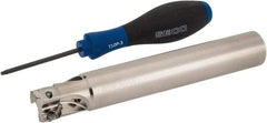 Seco - 1" Cut Diam, 0.433" Max Depth of Cut, 1" Shank Diam, 6.69" OAL, Indexable Square Shoulder End Mill - XO.X 1204 Inserts, Cylindrical Shank, 90° Lead Angle, Through Coolant, Series Super Turbo - Apex Tool & Supply