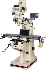 Jet - 9" Table Width x 42" Table Length, Variable Speed Pulley Control, 3 Phase Knee Milling Machine - R8 Spindle Taper, 3 hp - Apex Tool & Supply