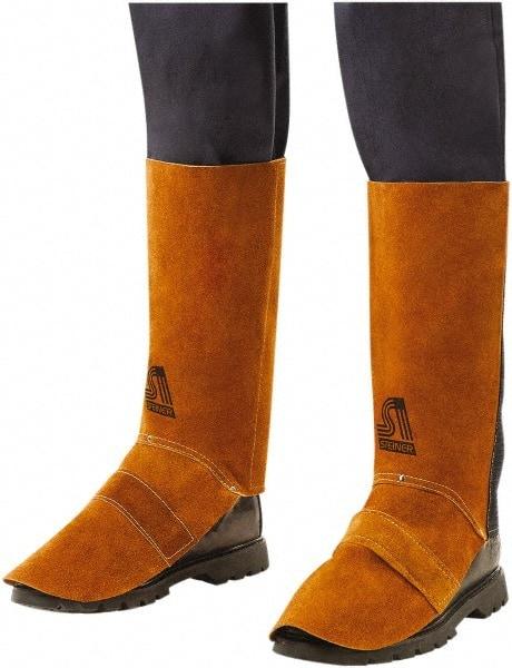 Steiner - Men's 9 General Purpose Spats - 12" High, Plain Toe, Leather Upper, Brown - Apex Tool & Supply
