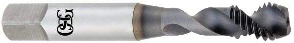 OSG - M12x1.75 Metric Coarse 2 Flute 6H Modified Bottoming Spiral Flute Tap - Vanadium High Speed Steel, TiCN Finish, 3-3/8" OAL, Right Hand Flute, Right Hand Thread, D6, Series 13158 - Apex Tool & Supply