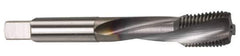 OSG - M10x1.25 Metric Fine 3 Flute Modified Bottoming Spiral Flute Tap - Powdered Metal, TiCN Finish, 2-15/16" OAL, Right Hand Flute, Right Hand Thread, D5, Series 345TI - Apex Tool & Supply