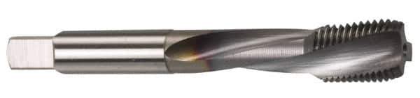 OSG - M10x1.50 Metric Coarse 3 Flute 6H Modified Bottoming Spiral Flute Tap - Powdered Metal, TiCN Finish, 2-15/16" OAL, Right Hand Flute, Right Hand Thread, D6 - Apex Tool & Supply