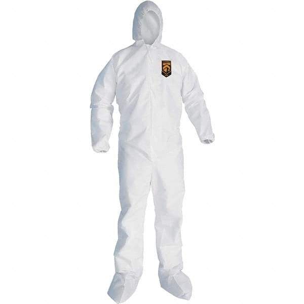 KleenGuard - Size 4XL SMS General Purpose Coveralls - White, Zipper Closure, Elastic Cuffs, Elastic Ankles, Seamless - Apex Tool & Supply