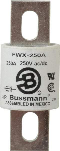 Cooper Bussmann - 250 VAC/VDC, 250 Amp, Fast-Acting Semiconductor/High Speed Fuse - Stud Mount Mount, 3-27/32" OAL, 200 (RMS), 50 at DC kA Rating, 1-1/2" Diam - Apex Tool & Supply