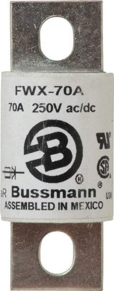 Cooper Bussmann - 250 VAC/VDC, 70 Amp, Fast-Acting Semiconductor/High Speed Fuse - Stud Mount Mount, 3.13" OAL, 200 (RMS), 50 at DC kA Rating, 1.22" Diam - Apex Tool & Supply