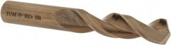 Cleveland - 37/64" 135° Parabolic Flute Cobalt Screw Machine Drill Bit - Oxide/Gold Finish, Right Hand Cut, 2-5/8" Flute Length, 4-1/8" OAL, Split Point, Straight Shank - Apex Tool & Supply