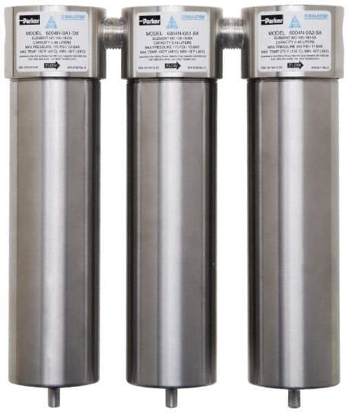 Parker - 1" Port, 12" High x 13" Wide, FRL Filter with Stainless Steel Bowl & Automatic Drain - 175 Max psi, 120°F Max - Apex Tool & Supply