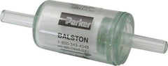 Parker - 1/4" Outlet, 125 Max psi, Inline Filters, Regulators & Lubricators - 6.6 CFM, Disposable Gas or Liquid Filter, 3-1/4" Long - Apex Tool & Supply
