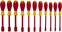 Wiha - 11 Piece 5/32 to 5/8" Insulated Nutdriver Set - Cushion Grip Handle - Apex Tool & Supply