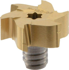 Iscar - MM GRIT Grade IC528 Carbide Groove Milling Tip Insert - TiCN/TiN Finish, 6 Flutes, 27.7mm Cutting Diam, 0.008" Cnr Rad - Apex Tool & Supply