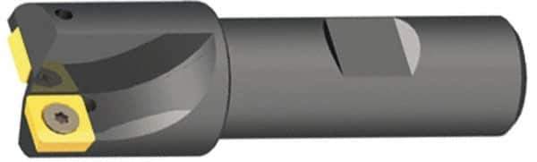 Kennametal - 1-3/8" Cut Diam, 0.47" Max Depth of Cut, 1-1/4" Shank Diam, 4.03" OAL, Indexable Square Shoulder End Mill - SPEB 422 Inserts, Cylindrical Shank, 0° Lead Angle - Apex Tool & Supply