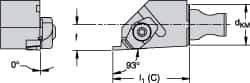 Kennametal - Insert Style NG 2R, 19.99mm Head Length, Right Hand Cut, Internal Modular Threading Cutting Unit Head - System Size KM16, 0.394" Center to Cutting Edge, Series Top Notch - Apex Tool & Supply