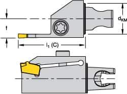 Kennametal - System Size KM16, Right Hand Cut, Modular Cutoff Cutting Unit Head - 1.181" Head Length, 0.669" Center to Cutting Edge, Series Micro A2 - Apex Tool & Supply