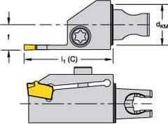 Kennametal - System Size KM16, Right Hand Cut, Modular Cutoff Cutting Unit Head - 1.181" Head Length, 0.669" Center to Cutting Edge, Series Micro A2 - Apex Tool & Supply