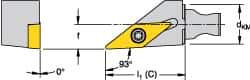 Kennametal - Left Hand Cut, Size KM16, VBMT 221 Insert Compatiblity, External Modular Turning & Profiling Cutting Unit Head - 10mm Ctr to Cutting Edge, 20mm Head Length, Through Coolant, Series Micro Screw-On - Apex Tool & Supply