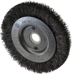 Weiler - 3" OD, 1/2" Arbor Hole, Crimped Steel Wheel Brush - 7/16" Face Width, 1/2" Trim Length, 0.008" Filament Diam, 12,500 RPM - Apex Tool & Supply
