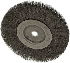 Weiler - 6" OD, 5/8" Arbor Hole, Crimped Steel Wheel Brush - 1/2" Face Width, 1-7/16" Trim Length, 0.008" Filament Diam, 6,000 RPM - Apex Tool & Supply