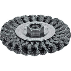 Weiler - 6" OD, 5/8" Arbor Hole, Crimped Steel Wheel Brush - 3/4" Face Width, 1-7/16" Trim Length, 0.014" Filament Diam, 6,000 RPM - Apex Tool & Supply