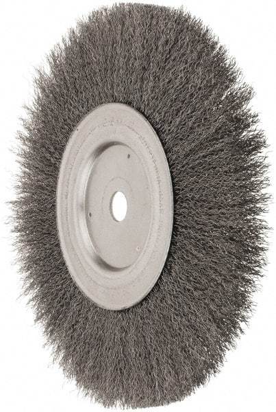 Weiler - 10" OD, 3/4" Arbor Hole, Crimped Steel Wheel Brush - 3/4" Face Width, 2-1/2" Trim Length, 0.0118" Filament Diam, 4,000 RPM - Apex Tool & Supply