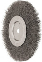 Weiler - 10" OD, 3/4" Arbor Hole, Crimped Steel Wheel Brush - 3/4" Face Width, 2-1/2" Trim Length, 0.0118" Filament Diam, 4,000 RPM - Apex Tool & Supply