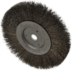 Weiler - 6" OD, 5/8" Arbor Hole, Crimped Stainless Steel Wheel Brush - 1/2" Face Width, 1-7/16" Trim Length, 0.0104" Filament Diam, 6,000 RPM - Apex Tool & Supply