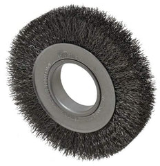 Weiler - 6" OD, 2" Arbor Hole, Crimped Steel Wheel Brush - 1" Face Width, 1-1/8" Trim Length, 0.014" Filament Diam, 6,000 RPM - Apex Tool & Supply