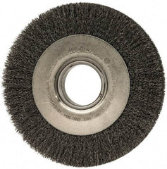 Weiler - 8" OD, 2" Arbor Hole, Crimped Steel Wheel Brush - 1" Face Width, 1-3/8" Trim Length, 0.0118" Filament Diam, 4,500 RPM - Apex Tool & Supply