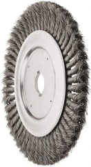 Weiler - 10" OD, 1-1/4" Arbor Hole, Knotted Steel Wheel Brush - 3/4" Face Width, 1-3/4" Trim Length, 0.016" Filament Diam, 4,500 RPM - Apex Tool & Supply