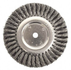 Weiler - 12" OD, 2" Arbor Hole, Knotted Steel Wheel Brush - 1-1/4" Face Width, 2-3/4" Trim Length, 0.023" Filament Diam, 3,600 RPM - Apex Tool & Supply