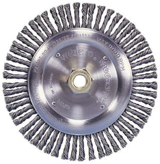 Weiler - 12" OD, 1-1/4" Arbor Hole, Knotted Steel Wheel Brush - 3/4" Face Width, 2-3/4" Trim Length, 0.016" Filament Diam, 3,600 RPM - Apex Tool & Supply