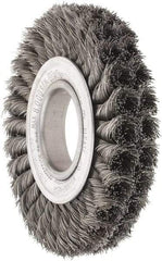 Weiler - 6" OD, 2" Arbor Hole, Knotted Steel Wheel Brush - 7/8" Face Width, 1-3/8" Trim Length, 0.016" Filament Diam, 8,000 RPM - Apex Tool & Supply