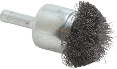 Weiler - 1-1/4" Brush Diam, Crimped, Flared End Brush - 1/4" Diam Shank, 20,000 Max RPM - Apex Tool & Supply