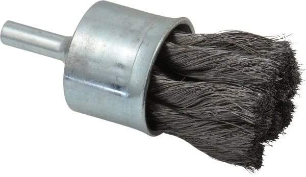 Weiler - 1-1/8" Brush Diam, Knotted, End Brush - 1/4" Diam Shank, 20,000 Max RPM - Apex Tool & Supply