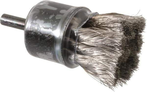 Weiler - 1-1/8" Brush Diam, Knotted, End Brush - 1/4" Diam Shank, 20,000 Max RPM - Apex Tool & Supply