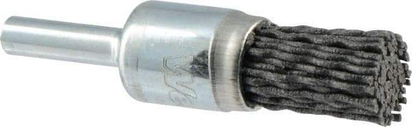 Weiler - 120 Grit, 1/2" Brush Diam, Crimped, End Brush - Fine Grade, 1/4" Diam Shank, 10,000 Max RPM - Apex Tool & Supply