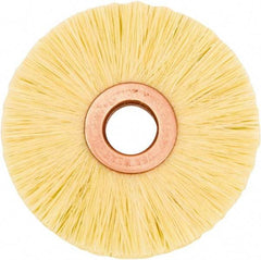 Weiler - 2-1/2" OD, 1/2" Arbor Hole, Natural Fiber Wheel Brush - 1/2" Face Width, 3/4" Trim Length, 20,000 RPM - Apex Tool & Supply