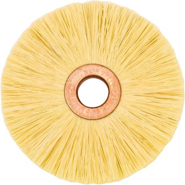 Weiler - 3" OD, 1/2" Arbor Hole, Natural Fiber Wheel Brush - 1/2" Face Width, 1" Trim Length, 20,000 RPM - Apex Tool & Supply
