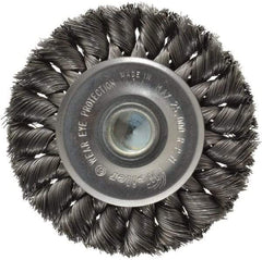Weiler - 3-1/4" OD, 1/4" Shank Diam, Knotted Steel Wheel Brush - 3/8" Face Width, 5/8" Trim Length, 0.0118" Filament Diam, 25,000 RPM - Apex Tool & Supply