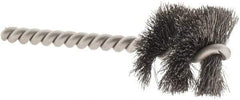 Weiler - 1-1/8" Diam Helical Steel Tube Brush - 0.008" Filament Diam, 1" Brush Length, 3-1/2" OAL, 1/4" Diam Stainless Steel Shank - Apex Tool & Supply
