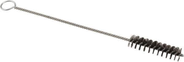 Weiler - 2" Long x 1/2" Diam Steel Hand Tube Brush - Single Spiral, 8" OAL, 0.006" Wire Diam, 1/8" Shank Diam - Apex Tool & Supply