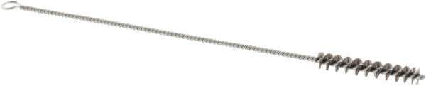 Weiler - 1-1/2" Long x 1/4" Diam Stainless Steel Hand Tube Brush - Single Spiral, 7" OAL, 0.003" Wire Diam, 3/32" Shank Diam - Apex Tool & Supply