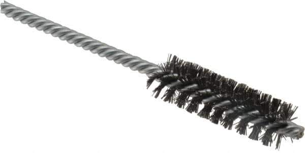 Weiler - 5/8" Diam Helical Steel Tube Brush - Double Spiral, 0.008" Filament Diam, 2" Brush Length, 5" OAL, 7/32" Diam Shank - Apex Tool & Supply