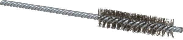 Weiler - 1/2" Diam Helical Stainless Steel Tube Brush - Double Spiral, 0.006" Filament Diam, 2" Brush Length, 5" OAL, 5/32" Diam Shank - Apex Tool & Supply