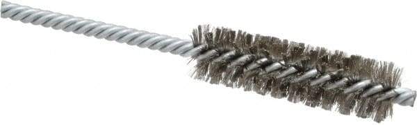 Weiler - 3/4" Diam Helical Stainless Steel Tube Brush - Double Spiral, 0.006" Filament Diam, 2-1/2" Brush Length, 5-1/2" OAL, 1/4" Diam Shank - Apex Tool & Supply