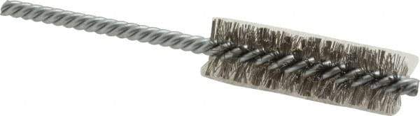 Weiler - 3/4" Diam Helical Stainless Steel Tube Brush - Double Spiral, 0.0104" Filament Diam, 2-1/2" Brush Length, 5-1/2" OAL, 1/4" Diam Shank - Apex Tool & Supply