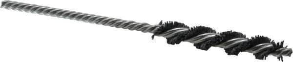 Weiler - 3/8" Diam Helical Nylon Tube Brush - Single Spiral, 0.022" Filament Diam, 2" Brush Length, 5" OAL, 5/32" Diam Shank - Apex Tool & Supply